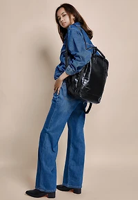 Large Leather Backpack with Thick Top Handle internal 15in Laptop bag Victoria Hyde Cowboy