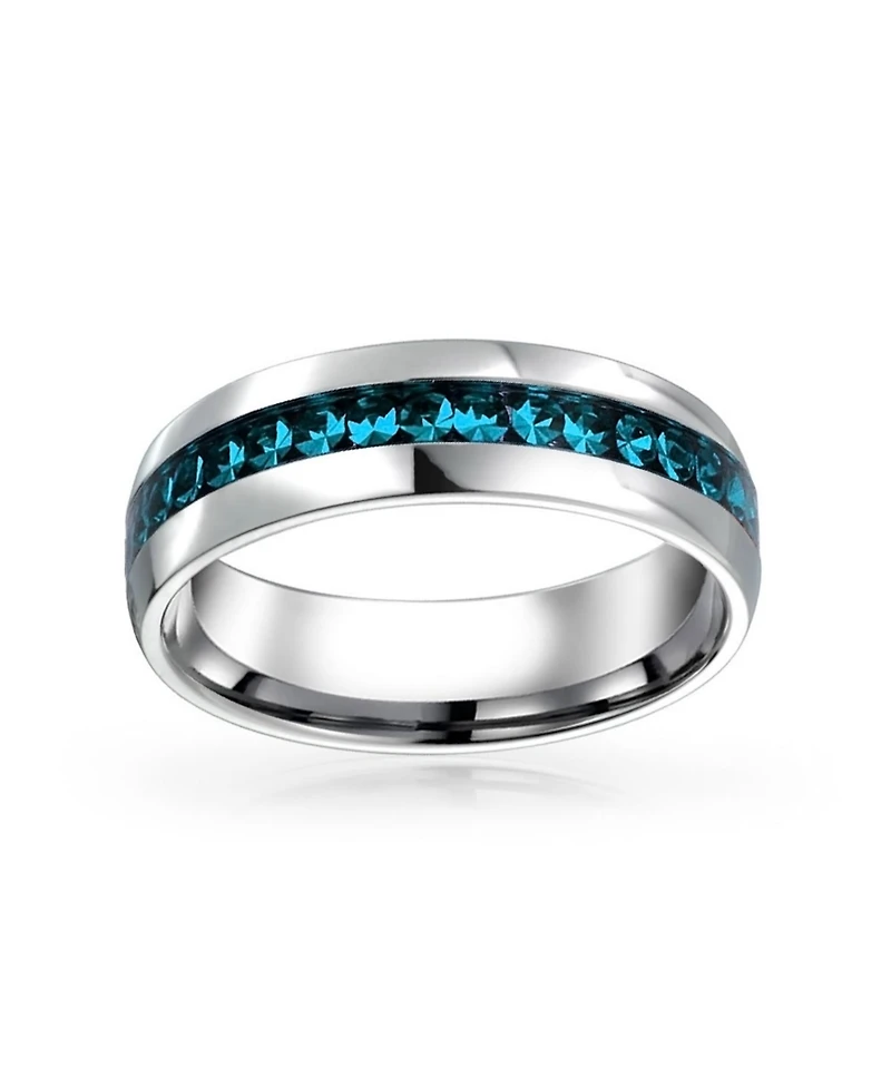 Bling Jewelry Channel Set Crystal Eternity Band Ring Stainless Steel 6MM