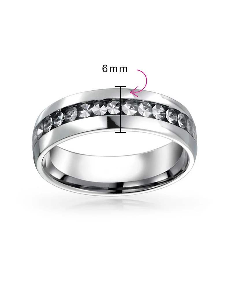 Bling Jewelry Channel Set Crystal Eternity Band Ring Stainless Steel 6MM
