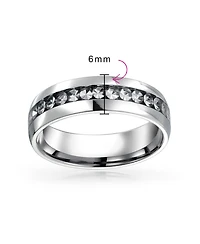 Bling Jewelry Channel Set Crystal Eternity Band Ring Stainless Steel 6MM