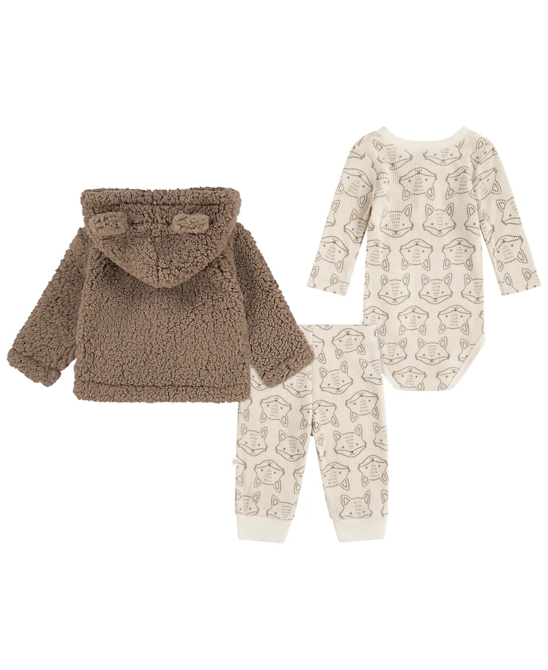 Huggies Baby Boys Sherpa Jacket, Bodysuit and Pants 3-Piece Set