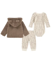 Huggies Baby Boys Sherpa Jacket, Bodysuit and Pants 3-Piece Set