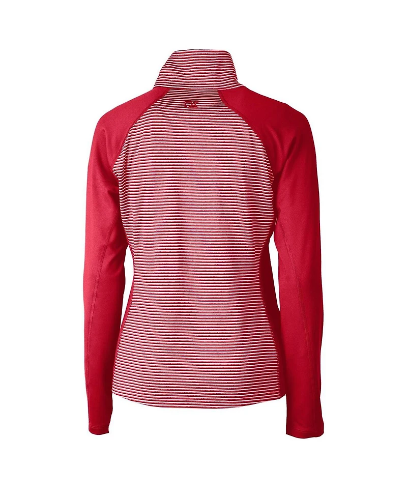 Cutter & Buck Women's Crimson Alabama Tide Forge Tonal Stripe Stretch Half-Zip Pullover Top