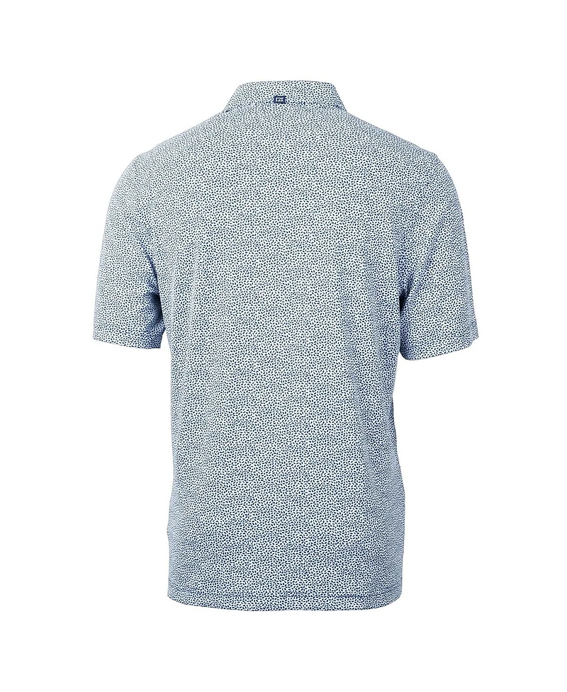 Cutter & Buck Men's Navy Cleveland Guardians Virtue Eco Pique Botanical Print Polo