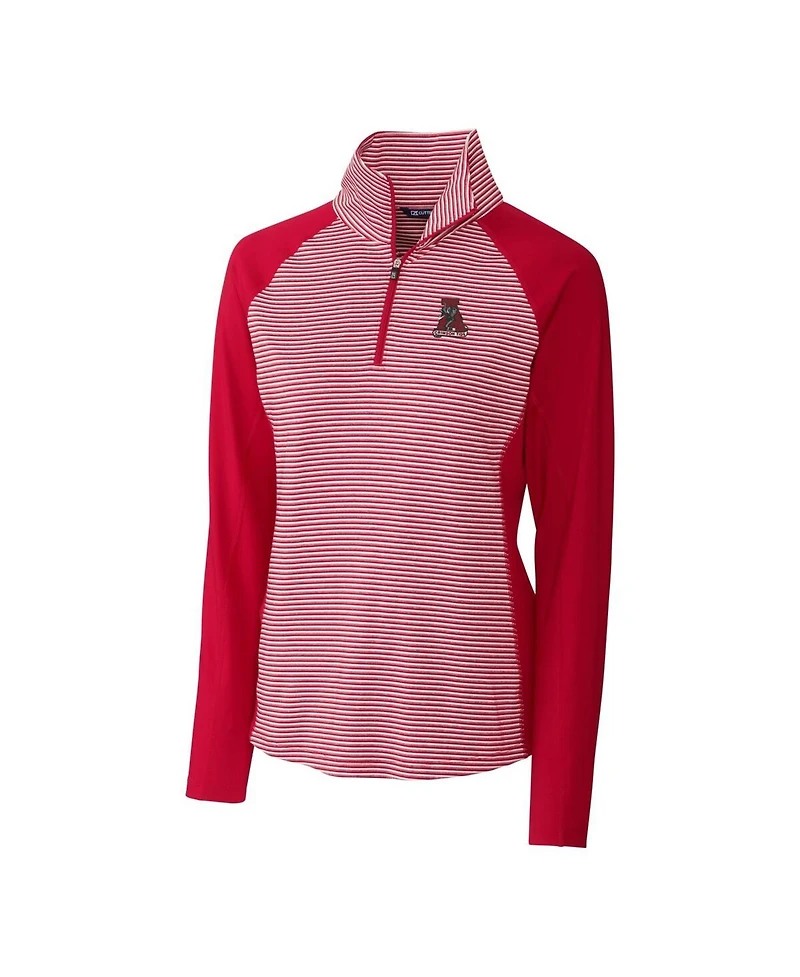Cutter & Buck Women's Crimson Alabama Tide Forge Tonal Stripe Stretch Half-Zip Pullover Top