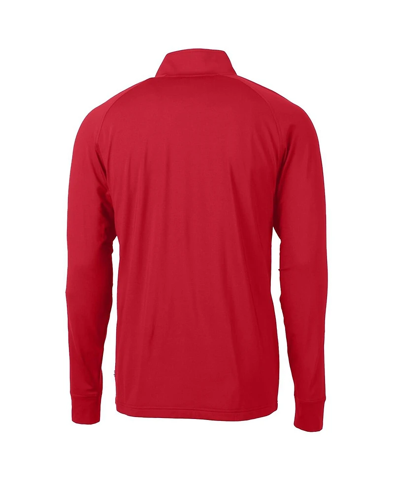 Cutter & Buck Men's Scarlet Ohio State Buckeyes Adapt Eco Knit Stretch Quarter-Zip Pullover Top
