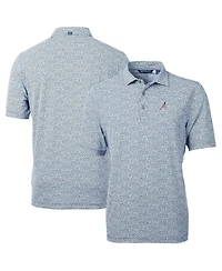 Cutter & Buck Men's Navy Atlanta Braves Americana Logo Virtue Eco-Pique Botanical Polo