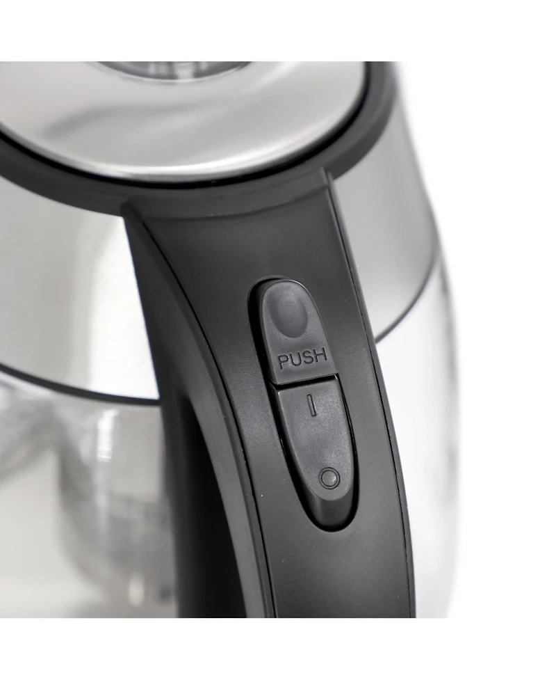 MegaChef 1.8 Quart Glass Body and Stainless Steel Electric Tea Kettle with Tea Infuser