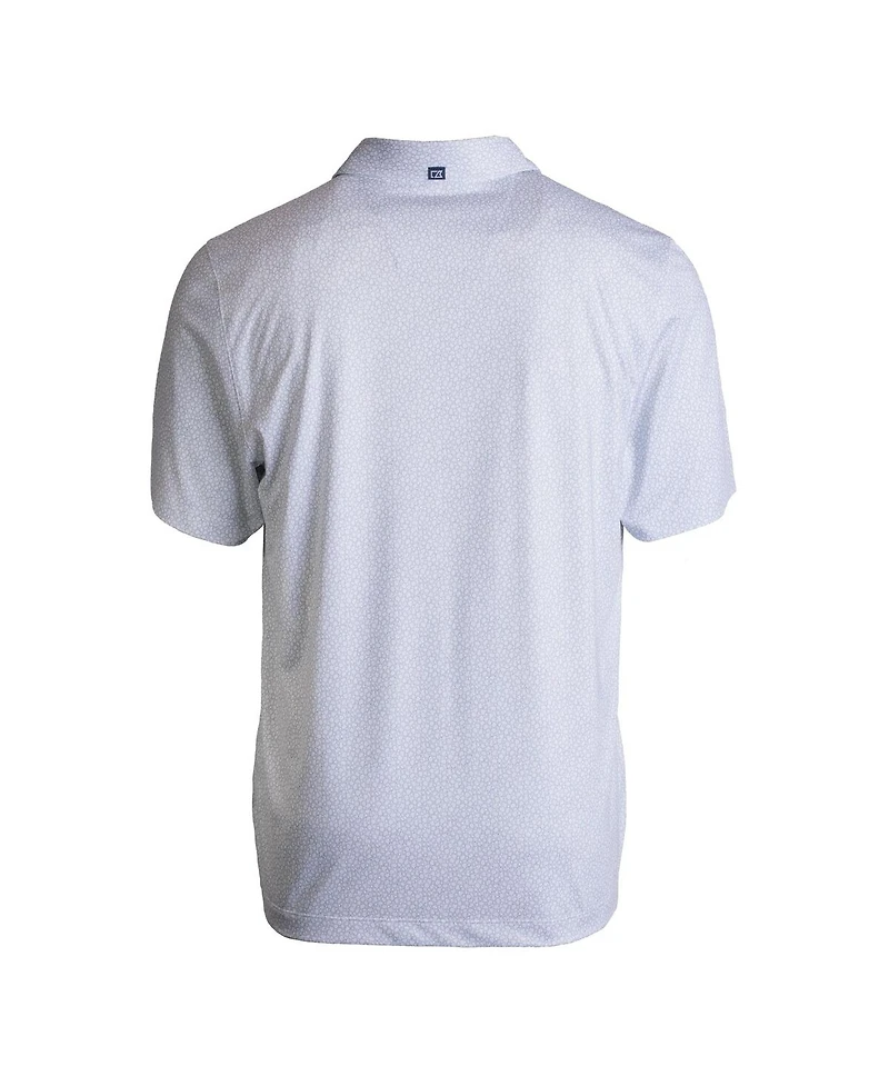 Cutter & Buck Men's White Yale Bulldogs Pike Eco Pebble Print Stretch Polo