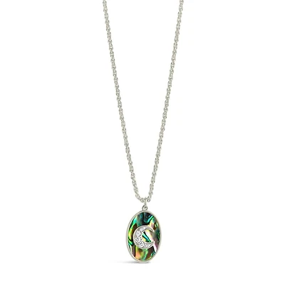 Sterling Forever Carrie Cubic Zirconia Abalone Night Sky Pendant Necklace