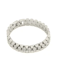 Sterling Forever Cubic Zirconia Accent Watch Band Chain Bracelet