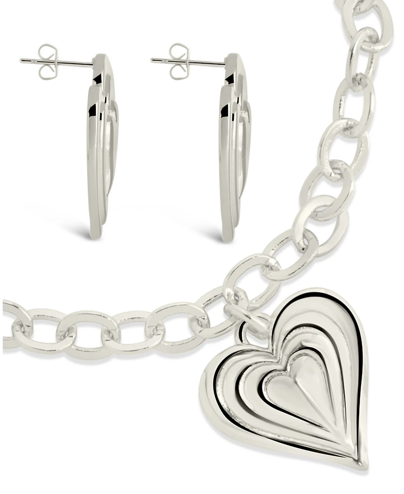 Sterling Forever Beating Hearts Matching Set