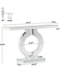 Tribesigns Mirrored Console Table with O-Shaped Base, 43-Inch Modern Entryway Table Glass Sofa Table with Mirror Finish, Rectangle Narrow Accent Foyer