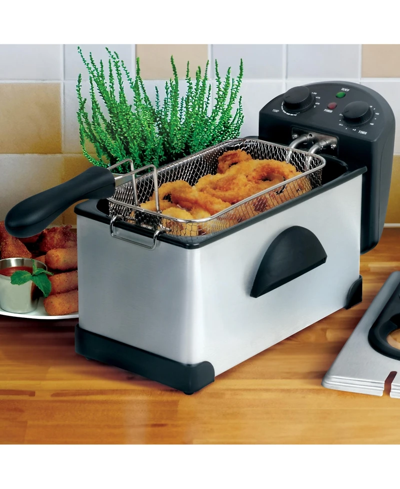MegaChef Quart Stainless Steel Electric Deep Fryer with Timer