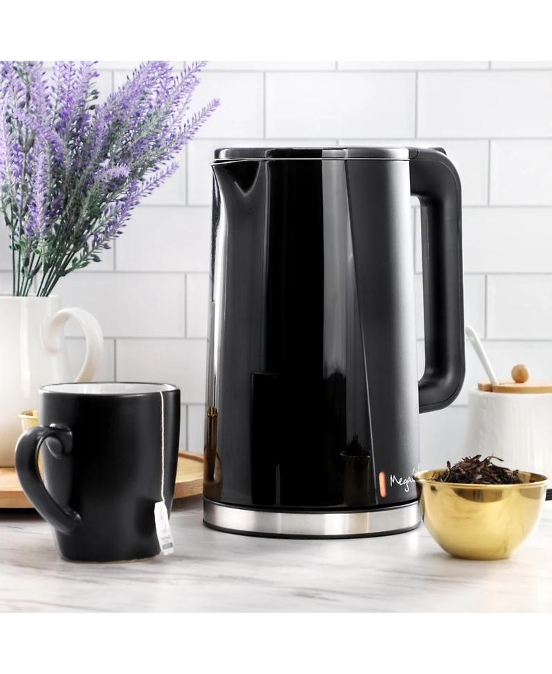 MegaChef 1.7 Quart Double Wall Stainless Steel Electric Tea Kettle