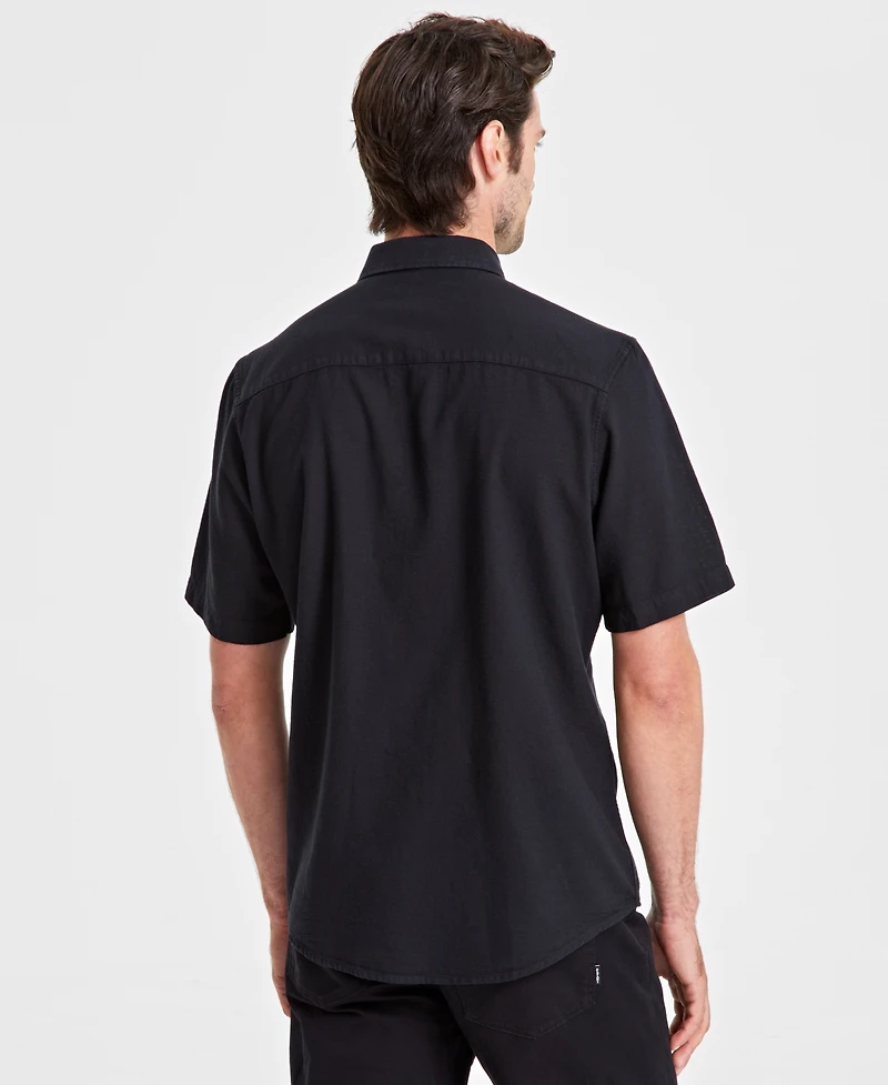 Alfani Men's Short-Sleeve Solid Textured Shirt, Created for Macy's