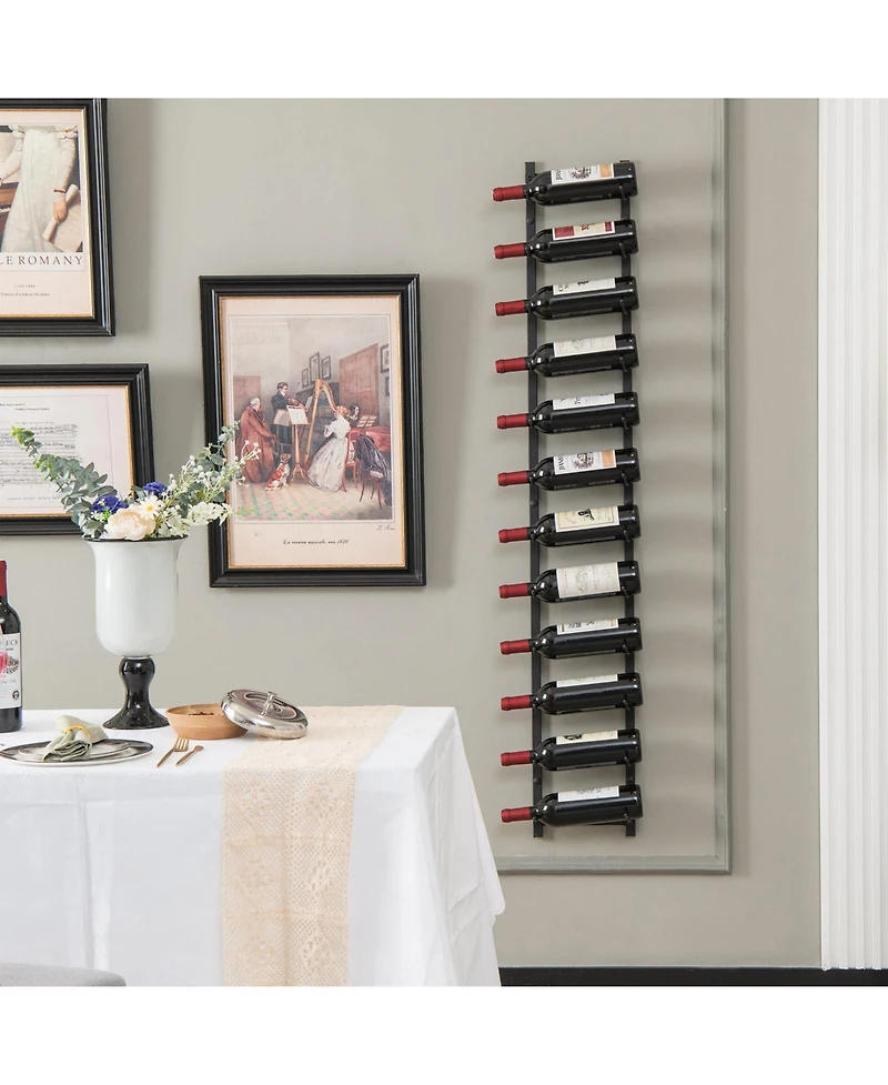 Sugift 12-Bottle Rustproof Wall-Mounted Wine Rack