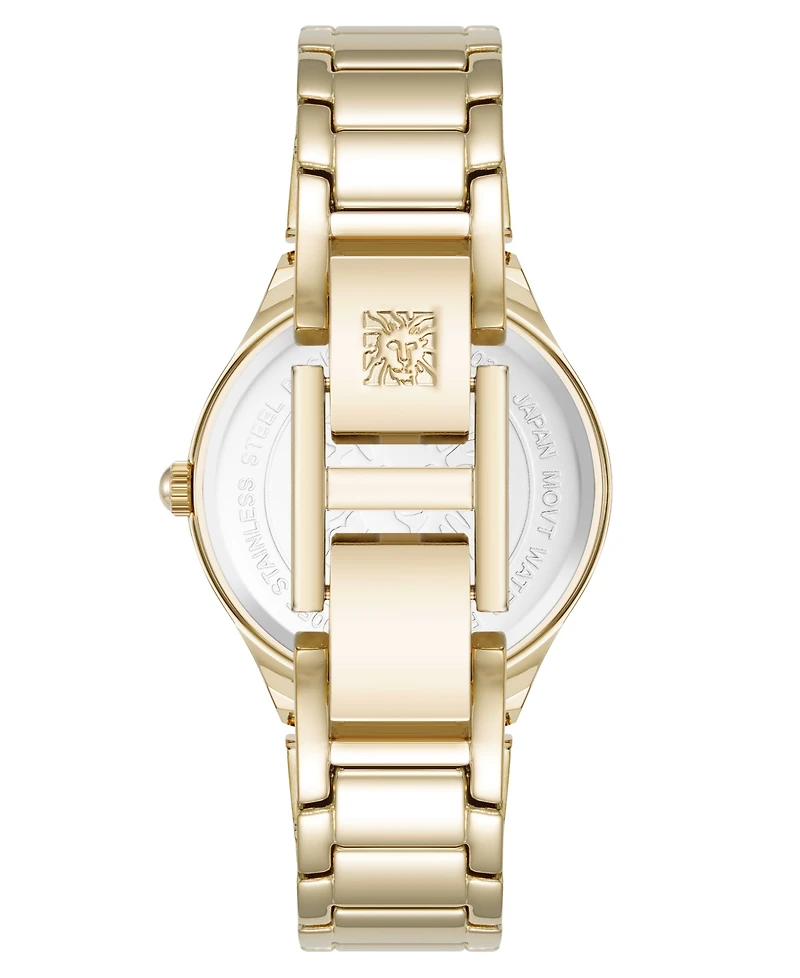 Anne Klein Women's Quartz Everyday Cushion Gold-Tone Alloy Metal Bracelet Watch, 32mm