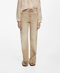 Mango Women's Danila Medium-Rise Wide Leg Jeans