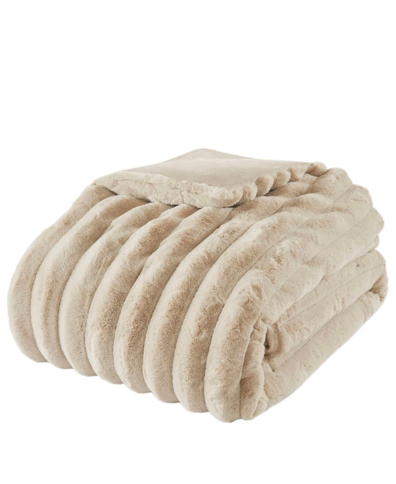 Madison Park Jasmine Faux Fur Reverse to Velvet 3-Pc. Comforter Set