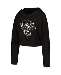 Majestic Women's Sidney Crosby Black Pittsburgh Penguins Leopard Print Name Number Cropped Pullover Hoodie