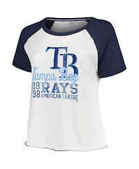 Soft As A Grape Women's White Tampa Bay Rays Plus Baseball Raglan T-Shirt