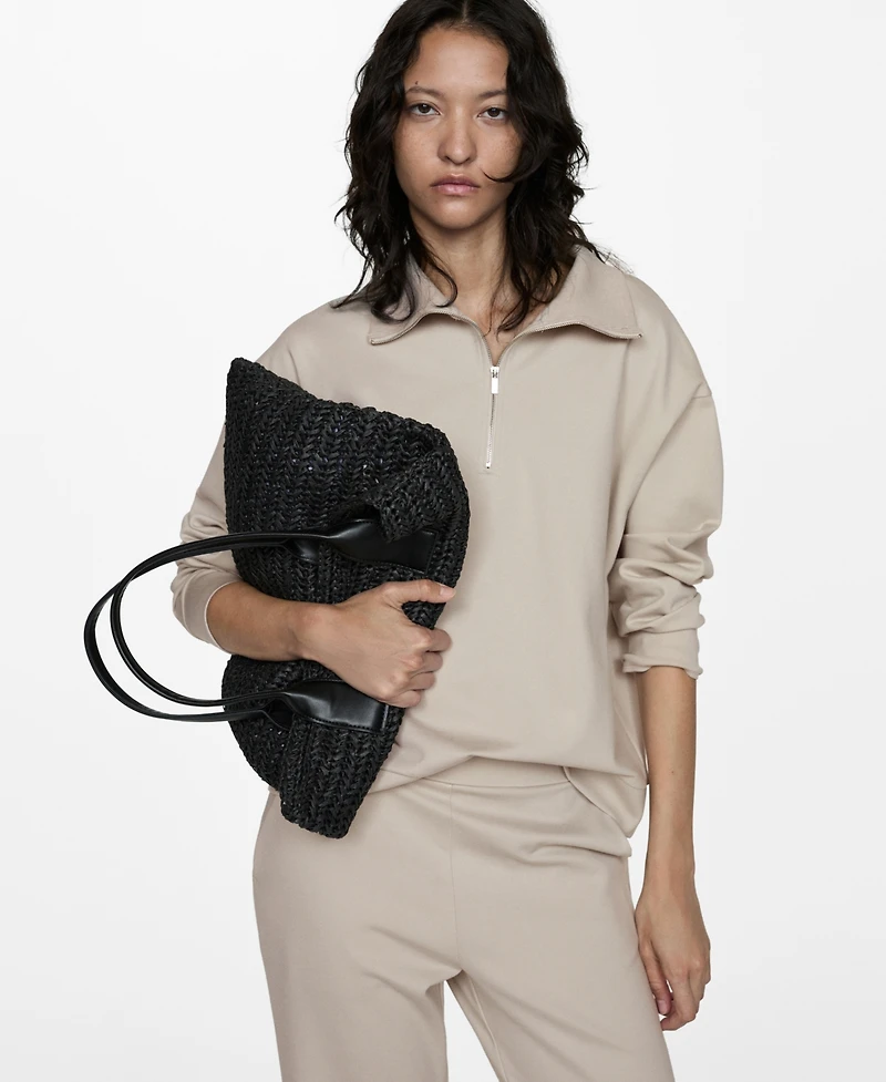 Mango Women's Zipper High Collar Sweater