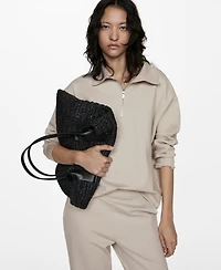 Mango Women's Zipper High Collar Sweater