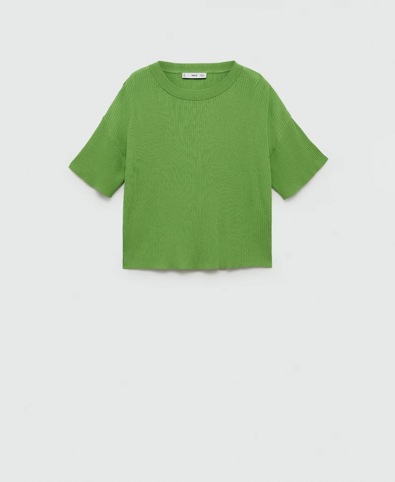 Mango Women's Ribbed Knit T-Shirt