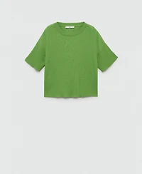 Mango Women's Ribbed Knit T-Shirt