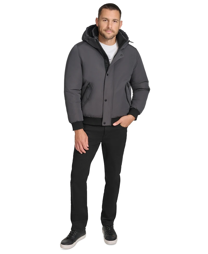 Calvin Klein Arctic Faille Parka Bomber with Sherpa lined Hood