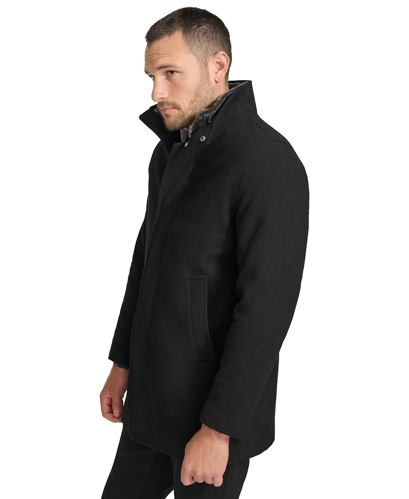 Calvin Klein Men's Urban Walker Coat with Detachable Faux Rabbit Fur at Interior Collar