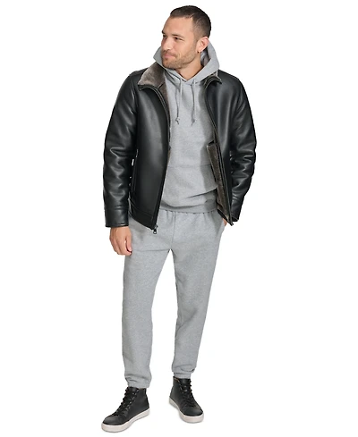 Calvin Klein Men's Pebble Faux Leather & Faux Fur Lined Jacket