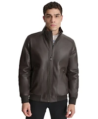 Dkny Men's Smooth Faux-Leather Bomber Jacket