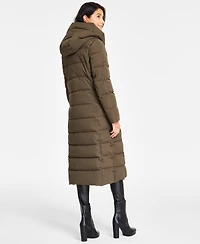 Dkny Women's Bibbed Shawl Collar Hooded Puffer Coat