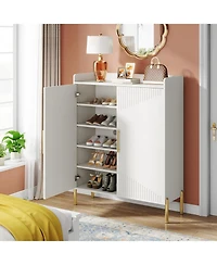 Tribesigns Large Shoe Cabinet, 30 Pairs Entryway Shoe Storage Cabinet with Doors and Shelves, 6-Tier Modern Shoes Rack Organizer for Hallway, Closet,