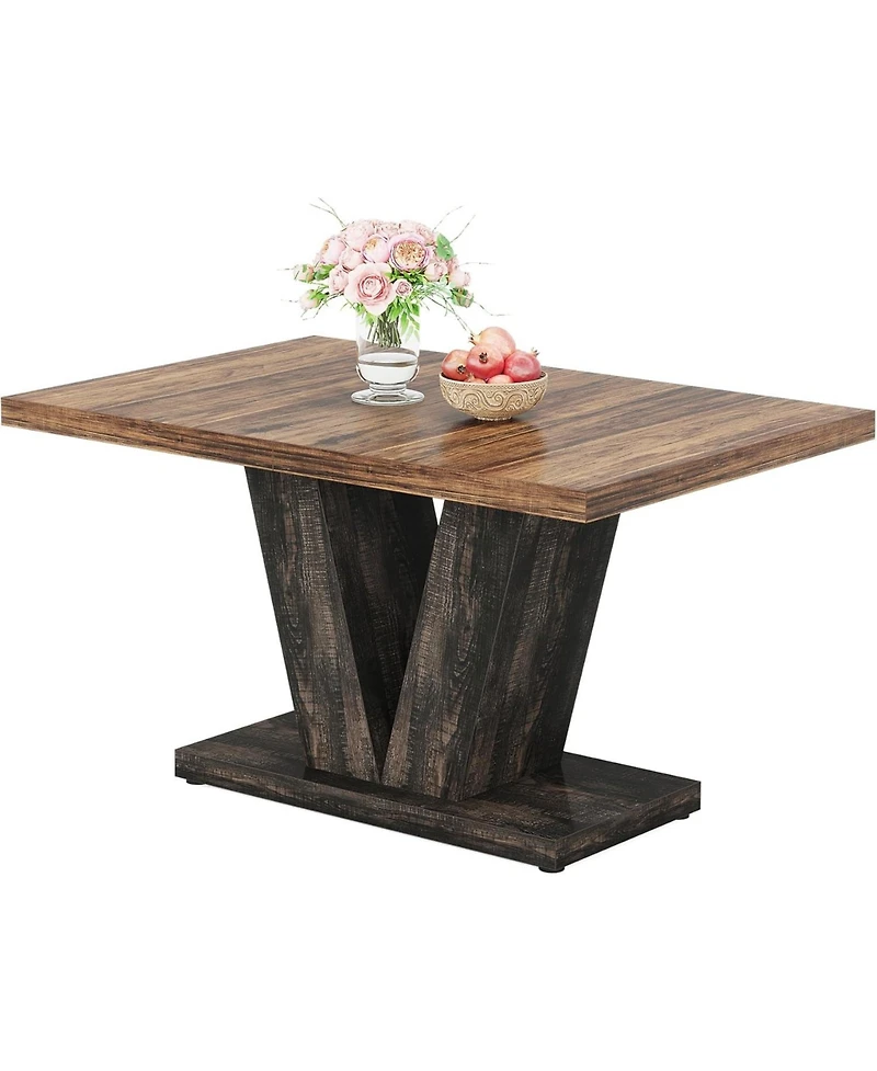 Tribesigns 47-Inch Dining Table for 4, Black Kitchen Dinner Table with Heavy Duty Pedestal, Farmhouse Wooden Eating Table for Home, Dining Room, Small