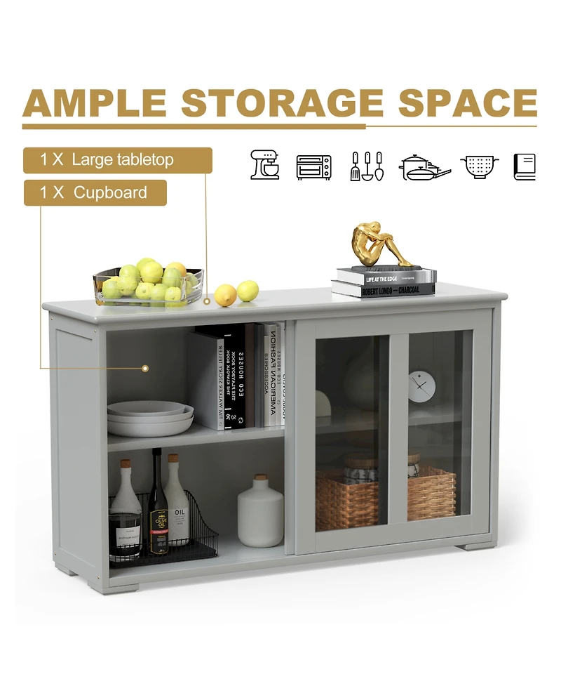 Antique Stackable Kitchen Storage Sideboard with Height Adjustable Shelf