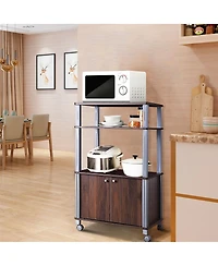 Sugift Multifunctional Rolling Kitchen Baker s Rack with 2-Tier Shelf and Cabinet