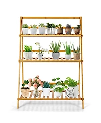 Sugift 3-Tier Bamboo Foldable Plant Stand with Display Shelf Rack