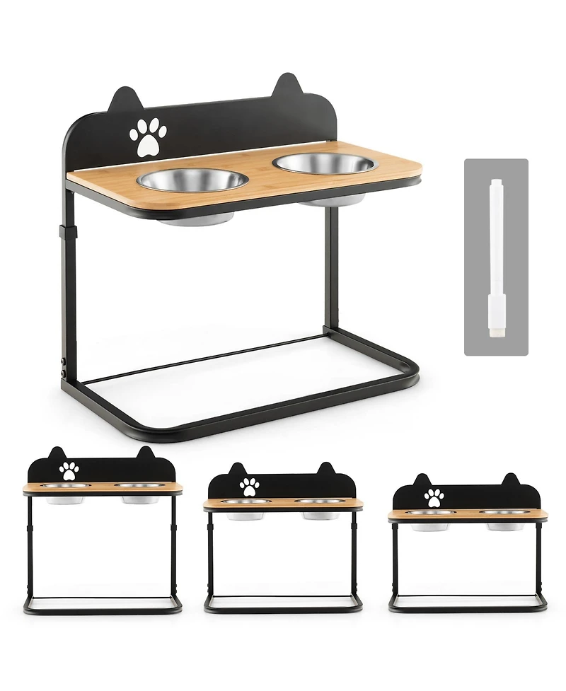 Inolait Dog Bowl Stand with 2 Stainless Steel Food Water Bowls