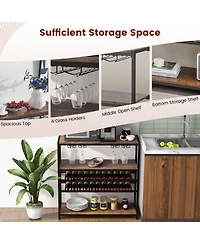 Sugift 5-tier Wine Rack Table with Glasses Holder