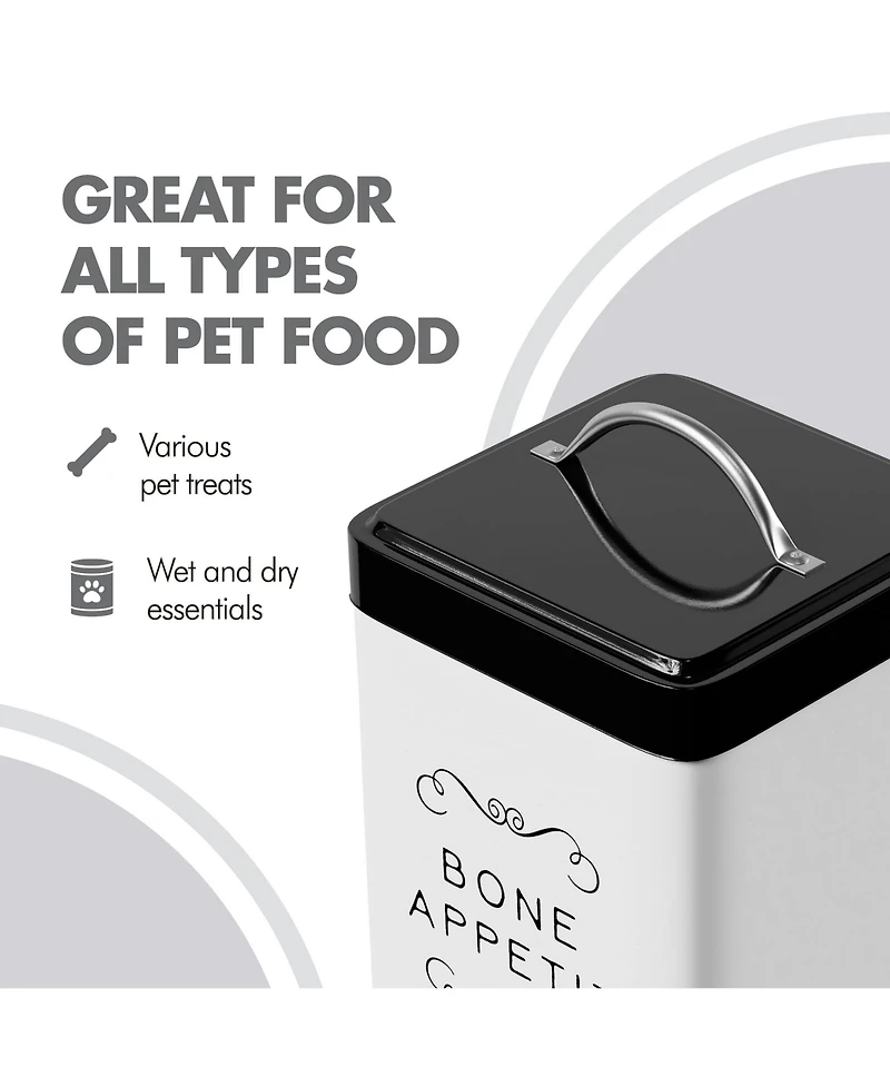 Amici Pet Sparky Metal Storage Treats Canister, 36 oz., White & Black - Good Dog