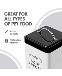 Amici Pet Sparky Metal Storage Treats Canister, 36 oz., White & Black - Good Dog