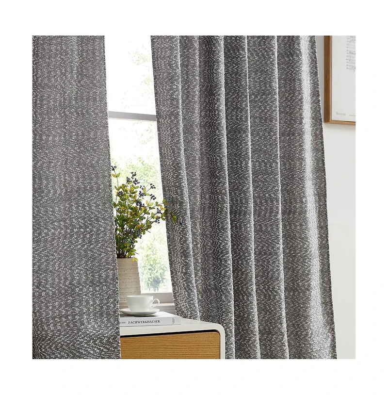 Hlc.me Easton Jacquard Slub Texture - Privacy Curtains with Back Tab Rod Pocket Lightweight Window Curtains Panels