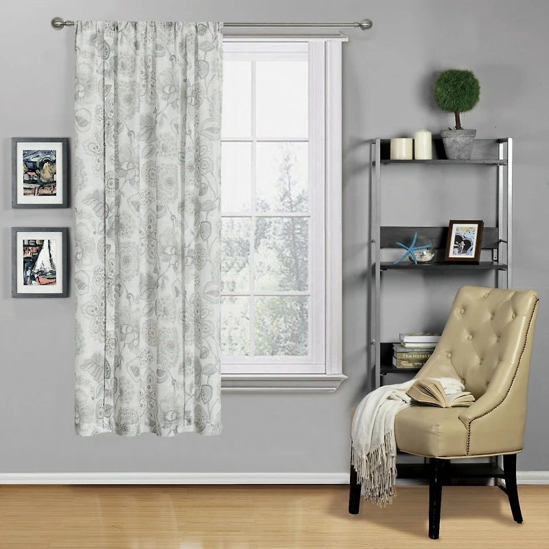 Kate Aurora Shabby Chic Floral Jacobean Sheer Single Tie Up Window Curtain Shade