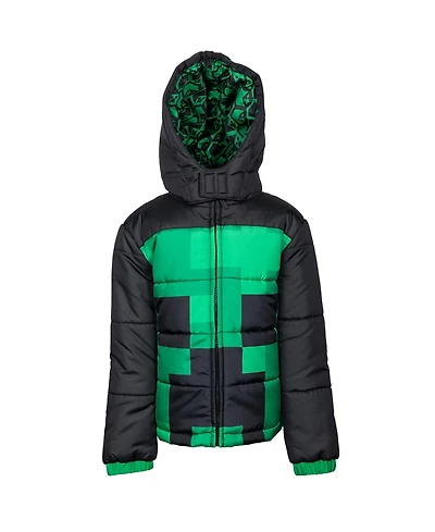 Minecraft Boys Zip Up Winter Coat Puffer Jacket