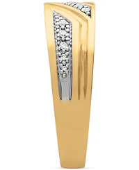 Men's Diamond Three Station Wedding Band (1/10 ct. t.w.) 14k Gold