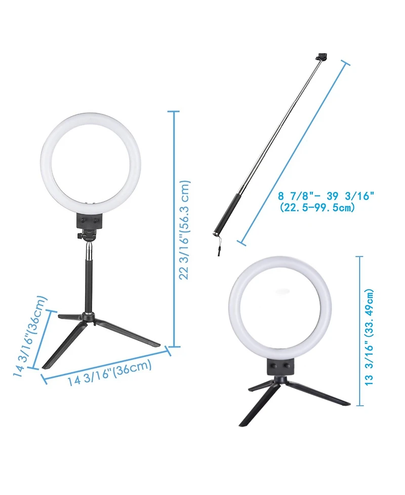 8" Dimmable Led Ring Light Floor Table Stand Usb with Phone Holder for Makeup Live Stream