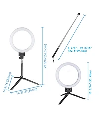8" Dimmable Led Ring Light Floor Table Stand Usb with Phone Holder for Makeup Live Stream